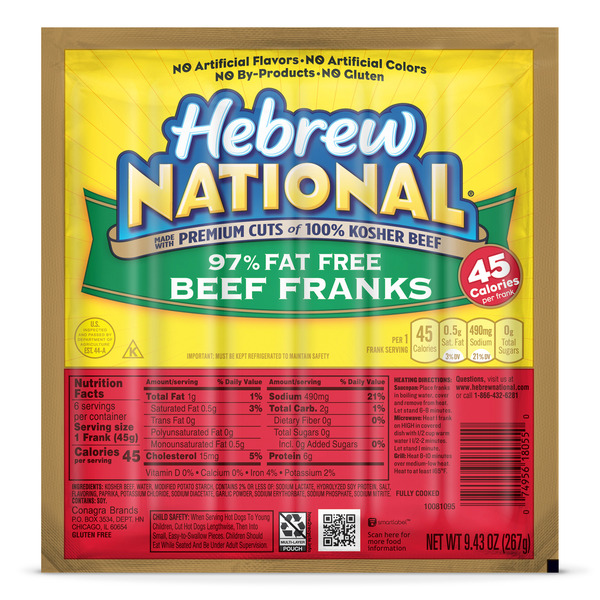 FHS フランツヘルヌ ゼンマイ式振子/ドイツ製FHS 151-70 Hebrew National 97% Fat Free Beef Franks Hot Dogs Same-Day