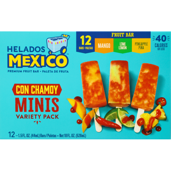 Helados Mexico Fruit Bars, Premium, Minis, Mango/Lime/Pineapple, Variety Pack