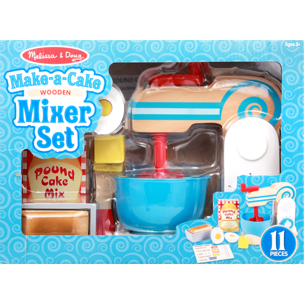 Melissa & Doug Toy, Mixer Set, Wooden, Make-A-Cake, 11 Pieces Same