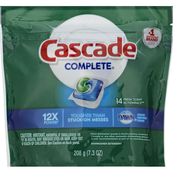Cascade Complete ActionPacs Dishwasher Detergent, Fresh Scent (14 each