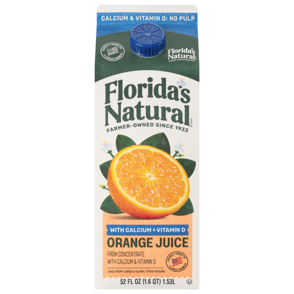 Florida's Natural 100% Premium Florida Orange Juice Calcium & Vitamin D No Pulp