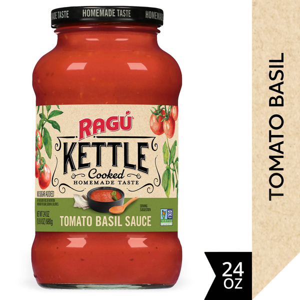 Ragu Kettle Cooked Tomato Basil Pasta Sauce, Slow-Simmered