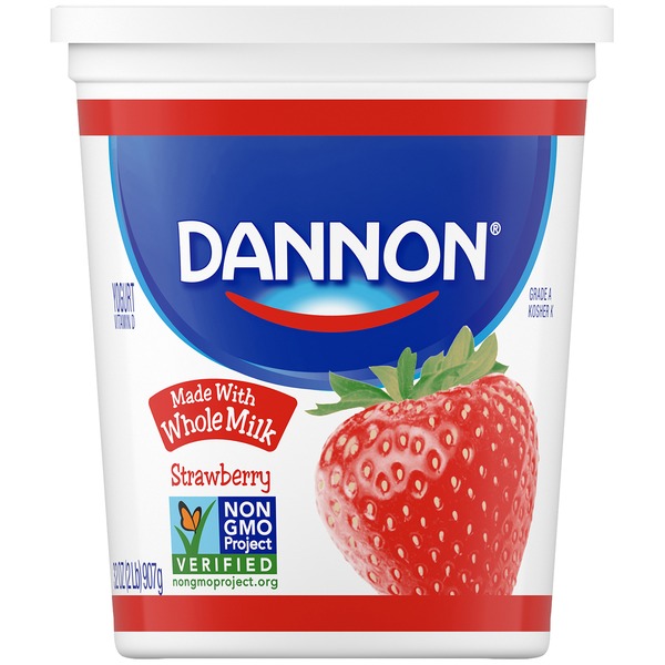 Dannon Whole Milk NonGMO Project Verified Strawberry Yogurt (32 oz