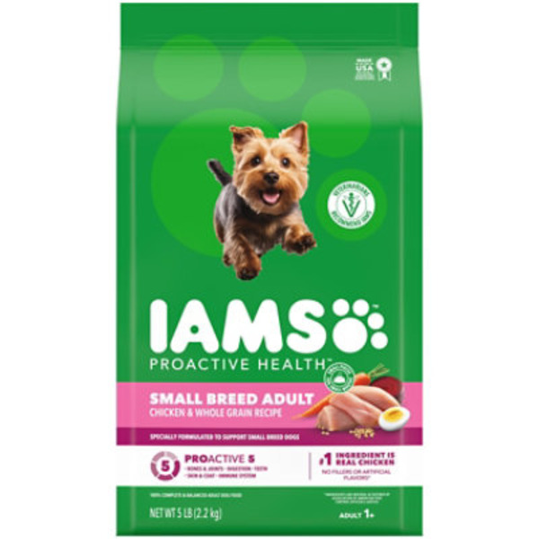 IAMS Proactive Health Small Breed Adult Dry Dog Food Chicken & Whole Grain Recipe, (4) 5 lb. Bags