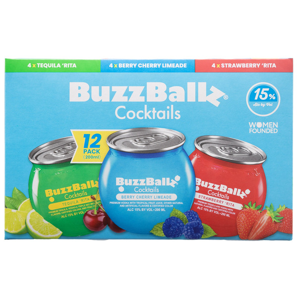 Buzzballz Cocktails Variety Pack, 200 ml, 12-count