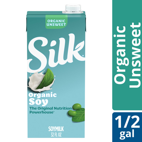 Silk Soy Milk, Organic Unsweet, Shelf Stable, Dairy Free, Lactose Free, Vegan Milk with 8g Protein per Serving, 32 FL OZ Quart