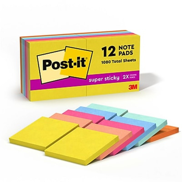 Post-it 654-12SSJOY Summer Joy Collection Super Sticky Notes