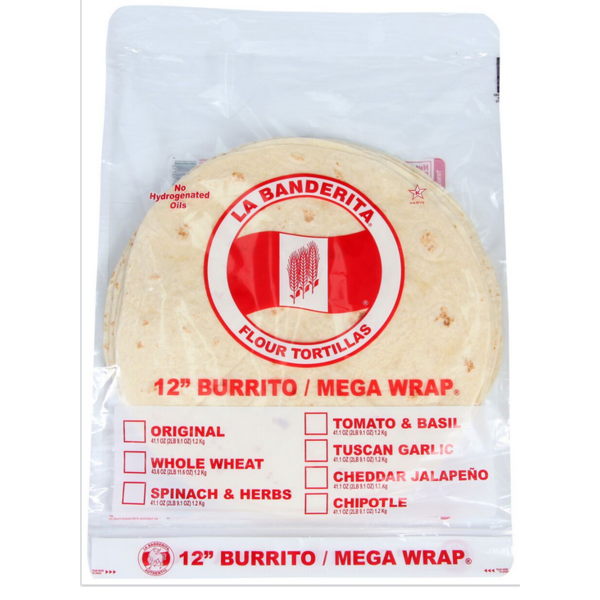 La Banderita - Flour Tortilla Wraps, 12 inch - 12ct Pack