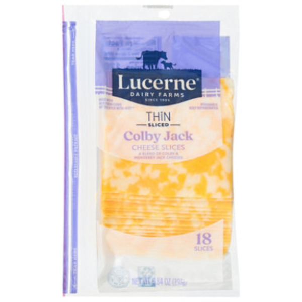 Lucerne Cheese Slices, Thin Sliced, Colby Jack