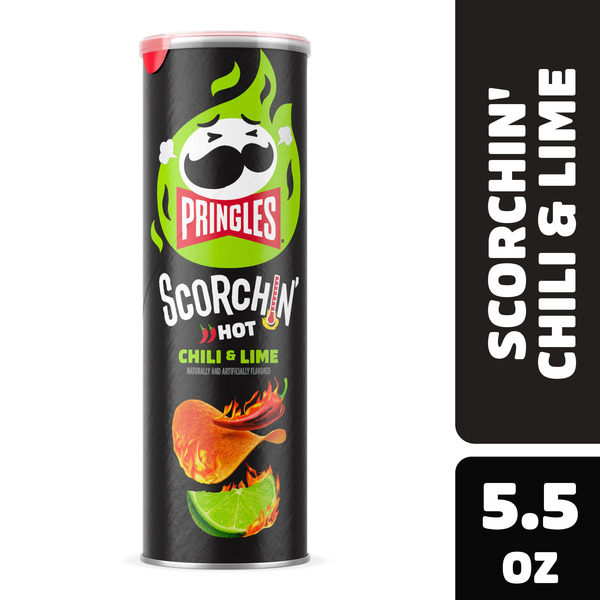 Pringles Scorchin' Chili and Lime Potato Crisps, Spicy Snacks, 5.5