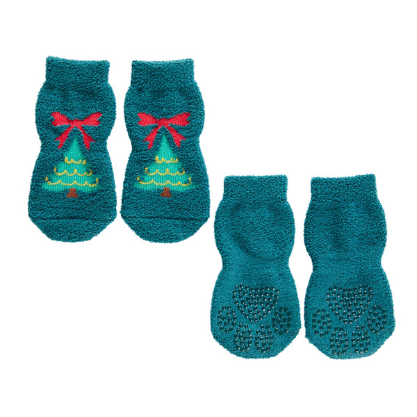 Merry & Bright Christmas Tree Holiday Dog Socks, Large/X-Large