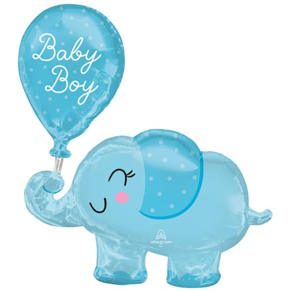 Amscan INFLATED SuperShape 31" Blue Baby Boy Elephant Foil Balloon