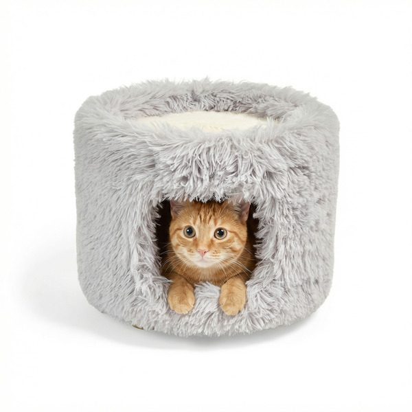 Every Yay Fluffy Cat Condo, 13.5 x 12.5 in - White