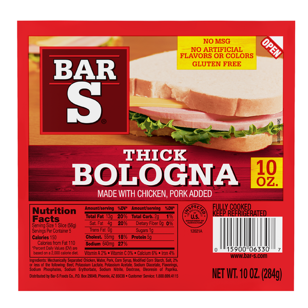 Bar-S Thick Bologna Sliced Deli-Style Lunch Meat
