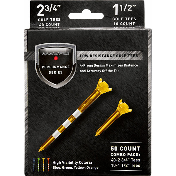Maxfli Performance Series Low Resistance 2.75” & 1.5” Translucent Golf Tees 50-Pack