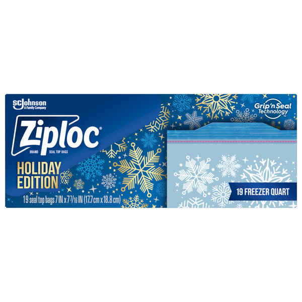 Ziploc Holiday Freezer Bags, Reusable, Easy Open Tabs Same-Day