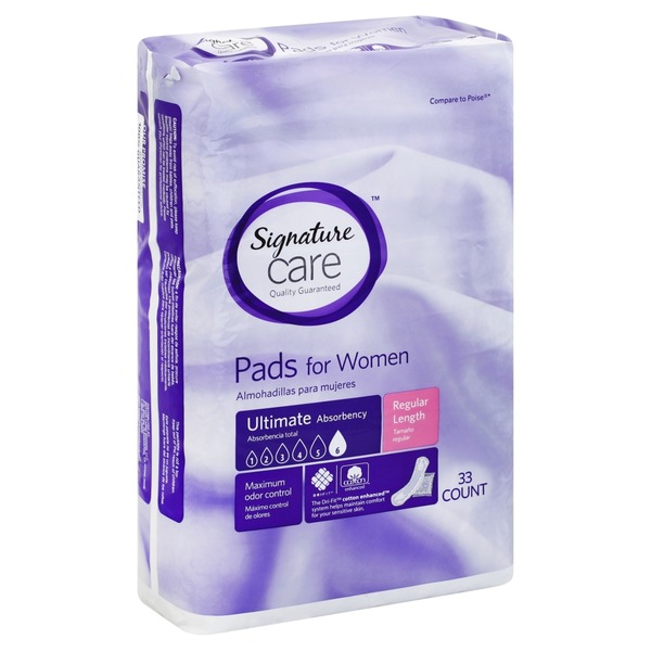 Signature Care Pads, for Women, Ultimate Absorbency, Regular Length (33 each) from Safeway