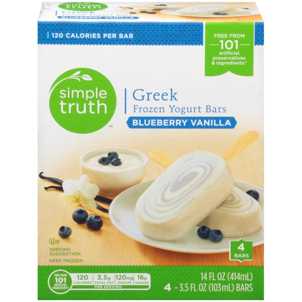 Simple Truth Greek Blueberry Vanilla Frozen Yogurt Bars (3.5 fl oz