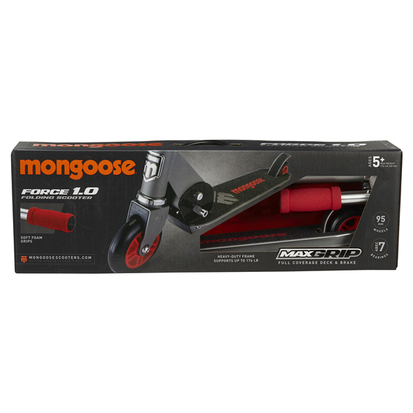 Meijer Mongoose 1.0 Red & Grey Folding Scooter Same-Day Delivery
