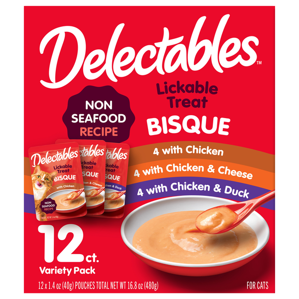 Delectables Cat Treats, Lickable Bisque, Variety Pack