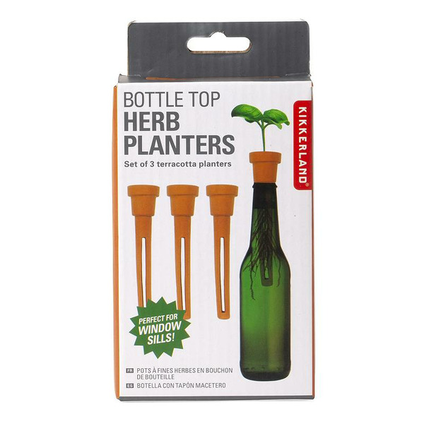 Kikkerland Bottle Top Herb Planters - Multicolor