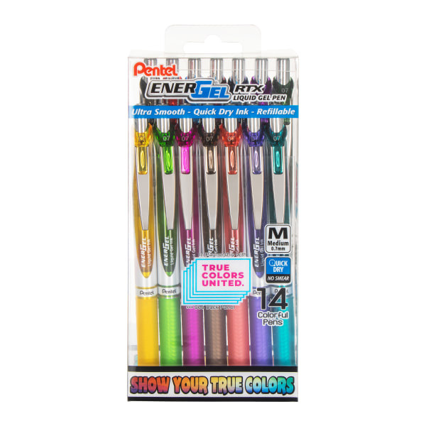 Pentel EnerGel RTX Assorted Retractable Liquid Gel Medium Point Pens