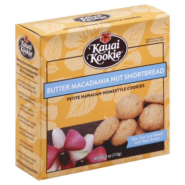 Kauai Kookie Cookies, Butter Macadamia Nut Shortbread, Box (4 oz