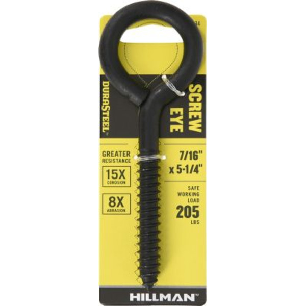 Hillman 7/16 in. x 5-1/4 in. Black Coated Durasteel Lag Eye Bolt