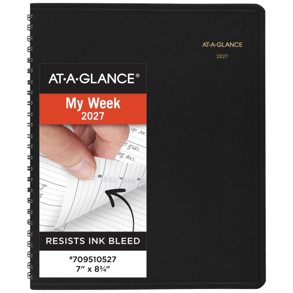 AT-A-GLANCE 2027 Weekly Appointment Book Planner, Medium 7 x 8 3/4 in - Black