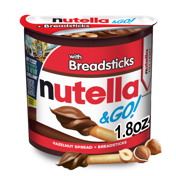 Nutella & Go Hazelnut Spread with Breadsticks, On-the-Go Snack Cups, Snack Packs, 1.8 oz