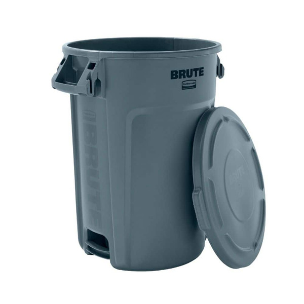 Rubbermaid Commercial Products Brute 34 Gal. Trash Can With Lid And Venting Channels
