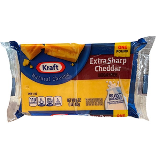 Kraft Extra Sharp Cheddar Natural Cheese Block oz Vacuum Packed