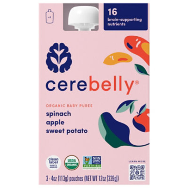 Cerebelly Baby Puree, Organic, Spinach Apple Sweet Potato