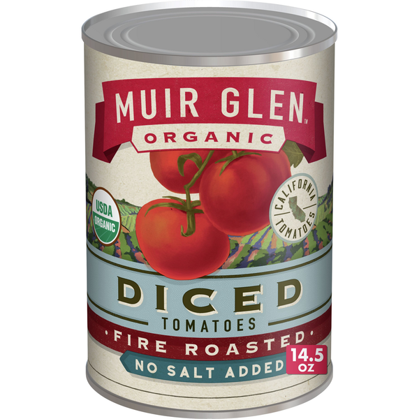 Muir Glen Diced Fire Roasted Tomatoes, No Salt Added