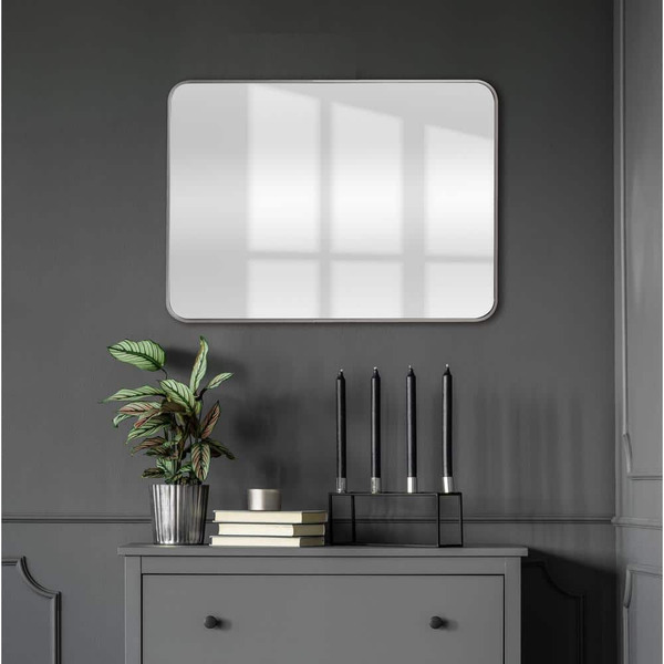 Home Decorators Collection 24 In. W X 30 In. H Rectangular Aluminum Frame Framed Wall Bathroom Vanity Mirror In Silver (screws Not Included)