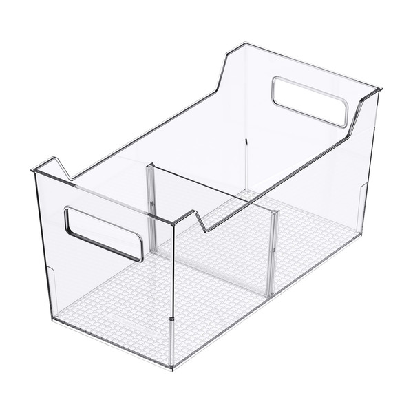 Everything Organizer Narrow Freezer Bin With Divider, 6-1/8 x 12-1/16 x 6 in