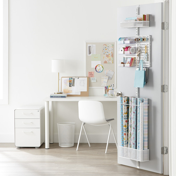 Elfa Classic Mesh Gift Wrap Door & Wall Rack Solution White - 18" x 5-1/4" x 80" h