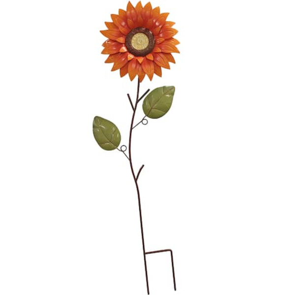 Ashland Orange Metal Flower Yard Stake