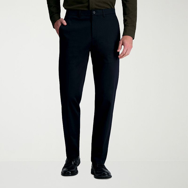 Haggar Men's HaggarWrinkle Free Performance Khaki Straight Fit Flat Front Pant, Size: 34 X 32, Black