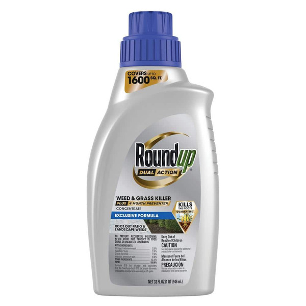 Roundup 32 Fl. Oz. Dual Action Weed And Grass Killer Plus 4-month Preventer Concentrate