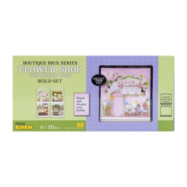 Micro Brix Flower Shop Building Blocks With Display Case Build Set, 333 Piece