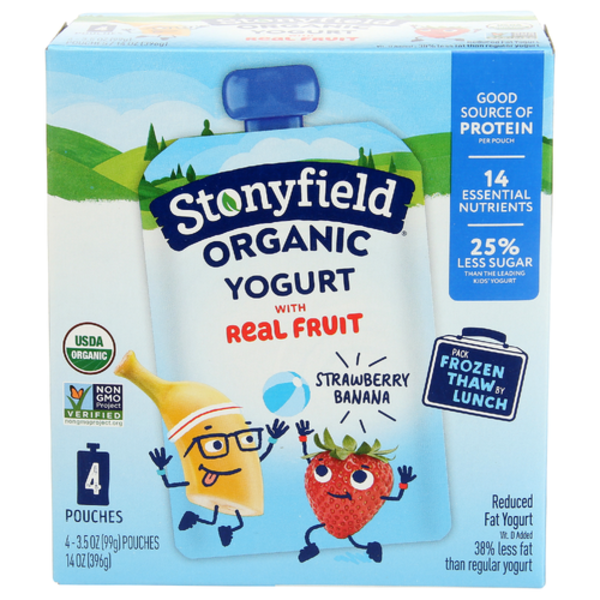 Stonyfield Organic Strawberry Banana Kids Yogurt Pouch 4 Pack Same