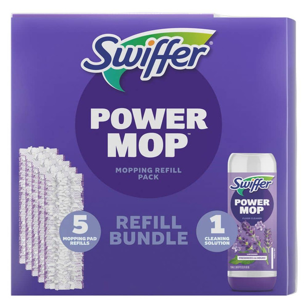 Swiffer Power Mop Mopping Refill Kit(5-mopping Pads, 1 Lavender Cleaning Solution)