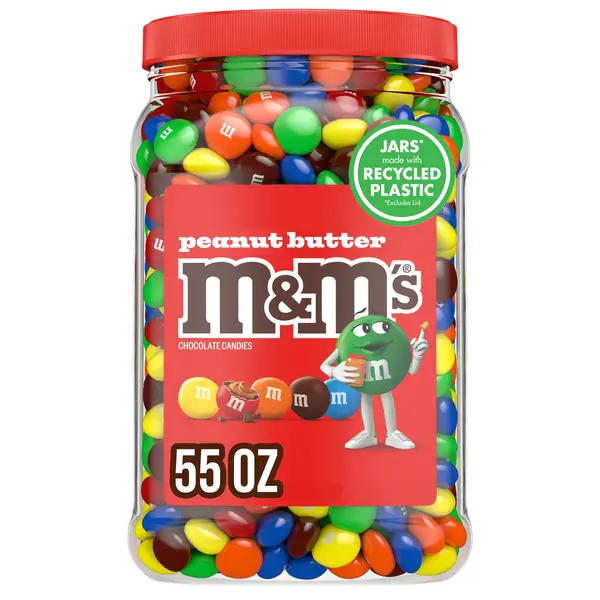M&M's Chocolate Candy, Peanut Butter, 55 oz Jar