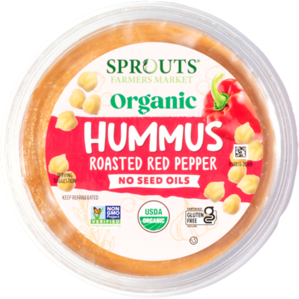 Sprouts Organic Roasted Red Pepper No Seed Oils Hummus