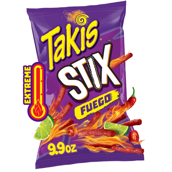 Takis Fuego Stix 9.9 oz Sharing Size Bag, Hot Chili Pepper & Lime Flavored Extreme Spicy Corn Snack Sticks