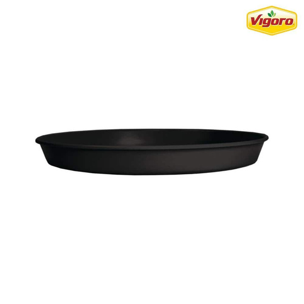 Vigoro Antonella 14.1 In. W X 1.7 In. H Black Plastic Plant Saucer