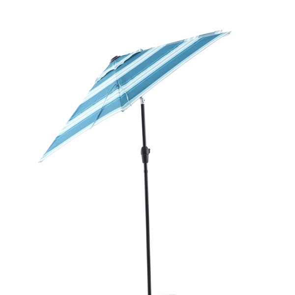 Style Selections 7.5-ft Steel Blue Push-button Tilt Market Patio Umbrella