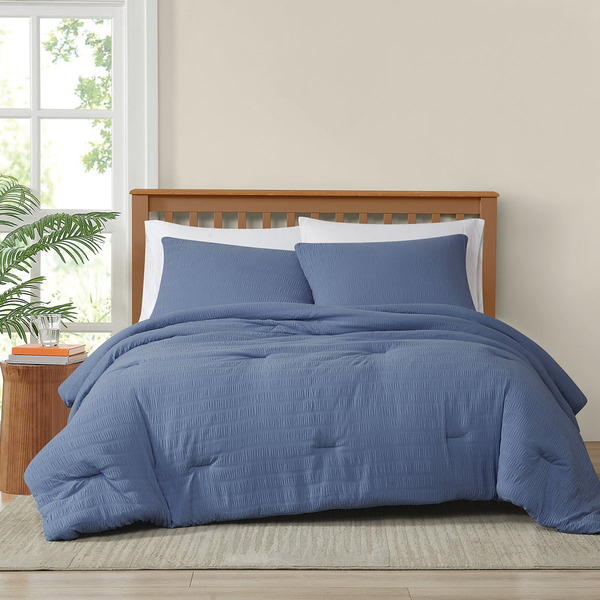Truly Crinkle Garment 3 Piece Comforter Set, Full/Queen - Blue