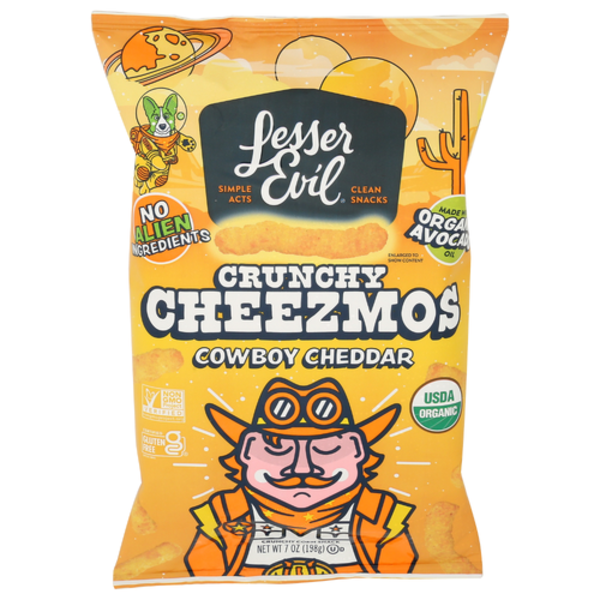 Lesser Evil Organic Cowboy Cheddar Crunchy Cheezmos